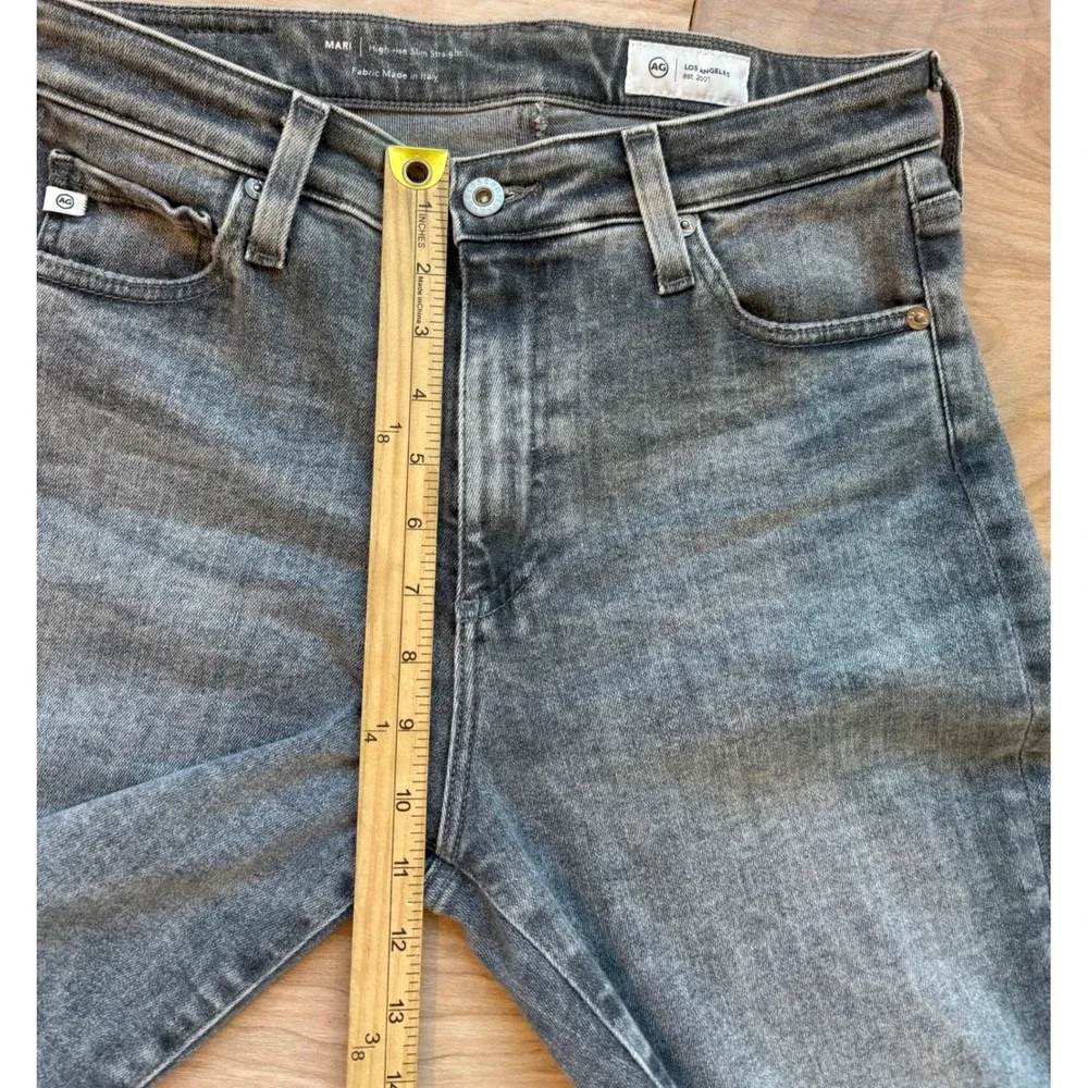 AG Adriano Goldschmied Mari High Rise Slim Straight Faded Grey Jeans 30 Stretch - Picture 11 of 13